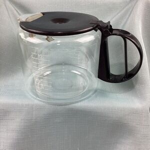 Braun 12 Cup Replacement Glass Coffee Carafe Black Handle Lid Clear